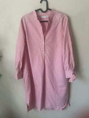 Audrey Brooke Pink Checked Long Sleeve Shirt Dress